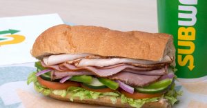 half of a subway sandwich